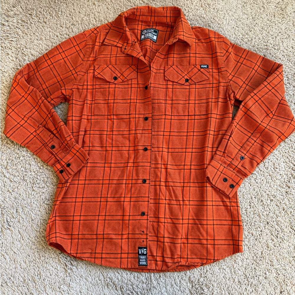 VGHC Violent Gentlemen Men's Orange Plaid Button Down Shirt